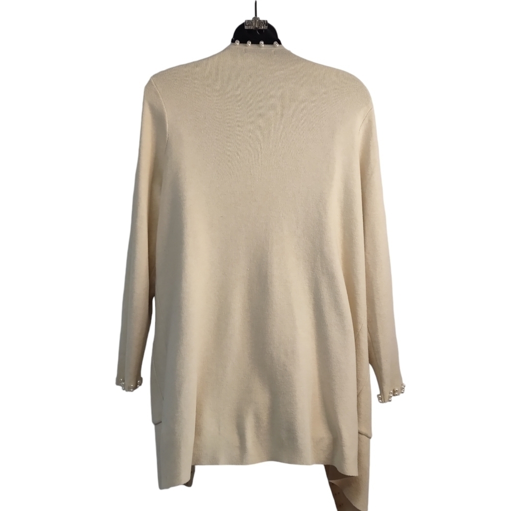 On Twelfth Sweater Cardigan Women's Cream Open Front Sweater Cardigan Size M - Picture 2 of 11